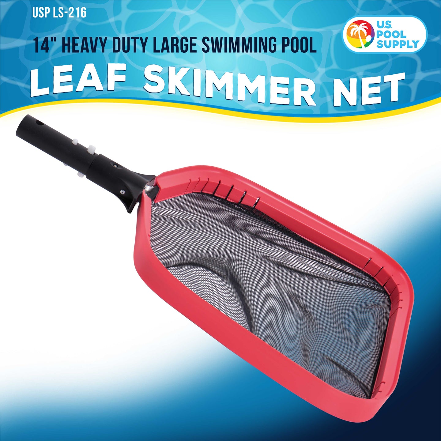 Professional Heavy Duty Large 14" Swimming Pool Leaf Skimmer Net - Strong Aluminum Frame for Faster Cleaning & Easier Debris Pickup
