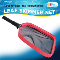 Professional Heavy Duty Large 14" Swimming Pool Leaf Skimmer Net - Strong Aluminum Frame for Faster Cleaning & Easier Debris Pickup