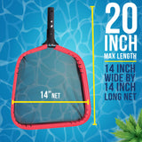 Professional Heavy Duty Large 14" Swimming Pool Leaf Skimmer Net - Strong Aluminum Frame for Faster Cleaning & Easier Debris Pickup