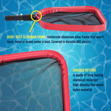 Professional Heavy Duty Large 14" Swimming Pool Leaf Skimmer Net - Strong Aluminum Frame for Faster Cleaning & Easier Debris Pickup