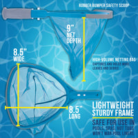 Professional Spa, Hot Tub, Pool Hand Leaf Skimmer Net with Handle, 9" Deep Ultra Fine Mesh Netting Bag, Clean the Finest Debris, Pond