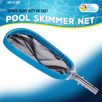 Professional Heavy Duty 14" Swimming Pool Leaf Skimmer Net with Strong Reinforced Aluminum Frame Handle - Commercial Grade