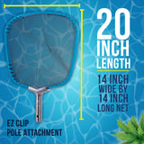 Professional Heavy Duty 14" Swimming Pool Leaf Skimmer Net with Strong Reinforced Aluminum Frame Handle - Commercial Grade