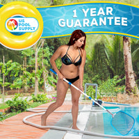 Professional Heavy Duty 14" Swimming Pool Leaf Skimmer Net with Strong Reinforced Aluminum Frame Handle - Commercial Grade