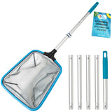 Swimming Pool, Spa 6-Foot Long Leaf Skimmer Net with 13" Aluminum Frame & Pole Sections - 5" Deep Ultra Fine Mesh Netting Bag Basket