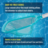 11.5 Foot Swimming Pool Leaf Skimmer Net with Telescopic Aluminum Pole, 8 Sections - 6" Deep Ultra Fine Mesh Netting, Remove Debris
