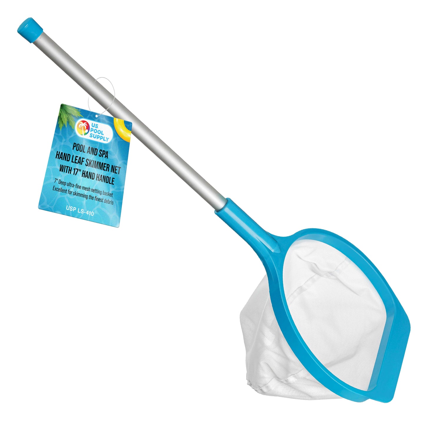 Spa, Hot Tub, Pond, Pool Hand Leaf Skimmer Net, 27" Long with Pole - Deep Ultra Fine Mesh Netting, Handheld Cleaning Finest Debris
