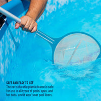 Spa, Hot Tub, Pond, Pool Hand Leaf Skimmer Net, 27" Long with Pole - Deep Ultra Fine Mesh Netting, Handheld Cleaning Finest Debris