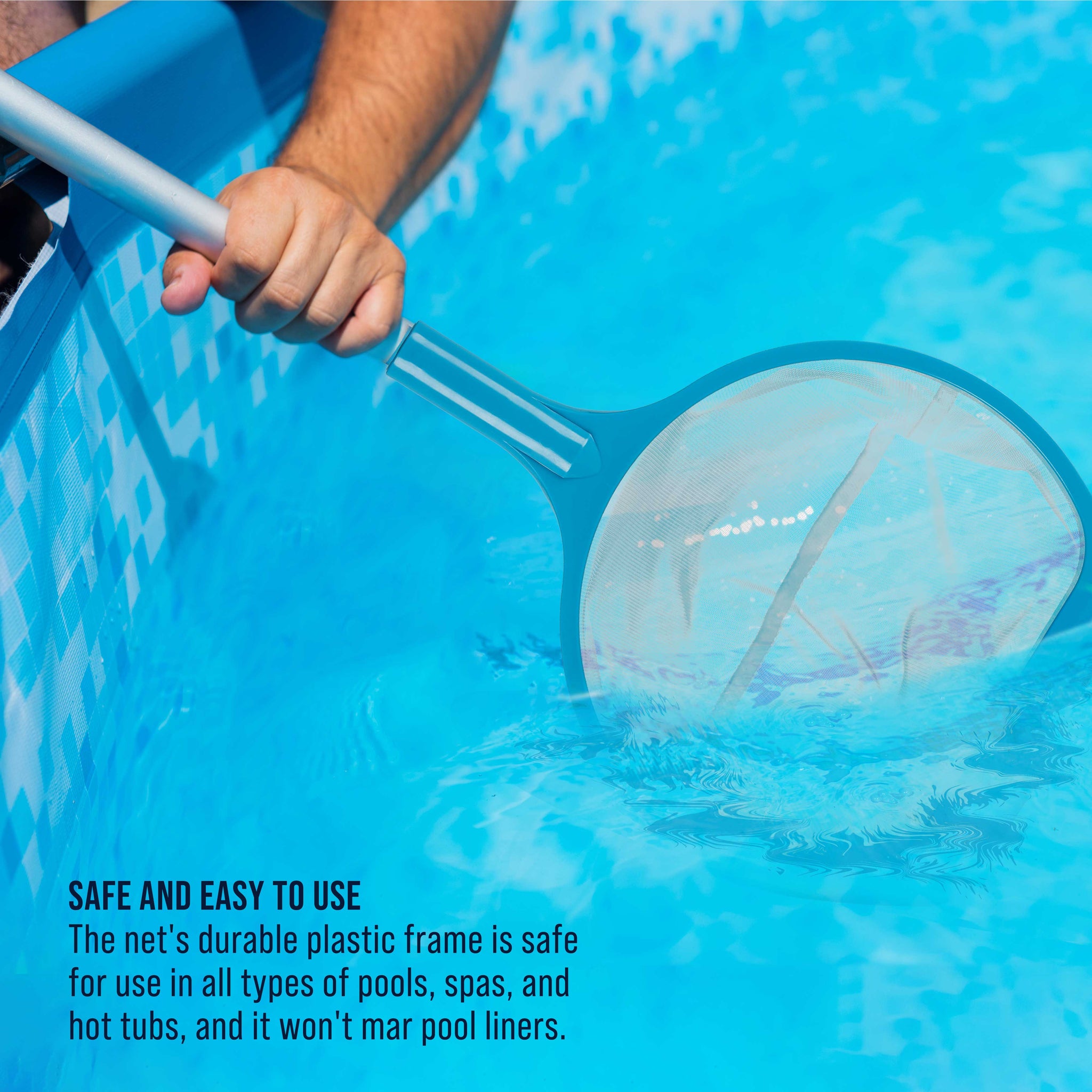 Spa, Hot Tub, Pond, Pool Hand Leaf Skimmer Net, 27" Long with Pole - Deep Ultra Fine Mesh Netting, Handheld Cleaning Finest Debris