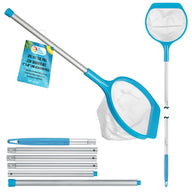 Spa, Hot Tub, Pond, Pool Leaf Skimmer Net, 17" & 48" Long Poles - Deep Ultra Fine Mesh Netting, Handheld Cleaning Clean Finest Debris