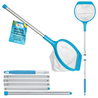 Spa, Hot Tub, Pond, Pool Leaf Skimmer Net, 17" & 48" Long Poles - Deep Ultra Fine Mesh Netting, Handheld Cleaning Clean Finest Debris