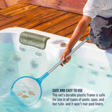 Spa, Hot Tub, Pond, Pool Leaf Skimmer Net, 17" & 48" Long Poles - Deep Ultra Fine Mesh Netting, Handheld Cleaning Clean Finest Debris