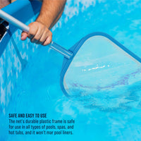 Spa, Hot Tub, Pool Hand Leaf Skimmer Net, 30" Long with Pole - Ultra Fine Mesh Netting, Handheld Pool Cleaning Net, Clean the Finest Debris, Leaves, Ponds - Small Above Ground