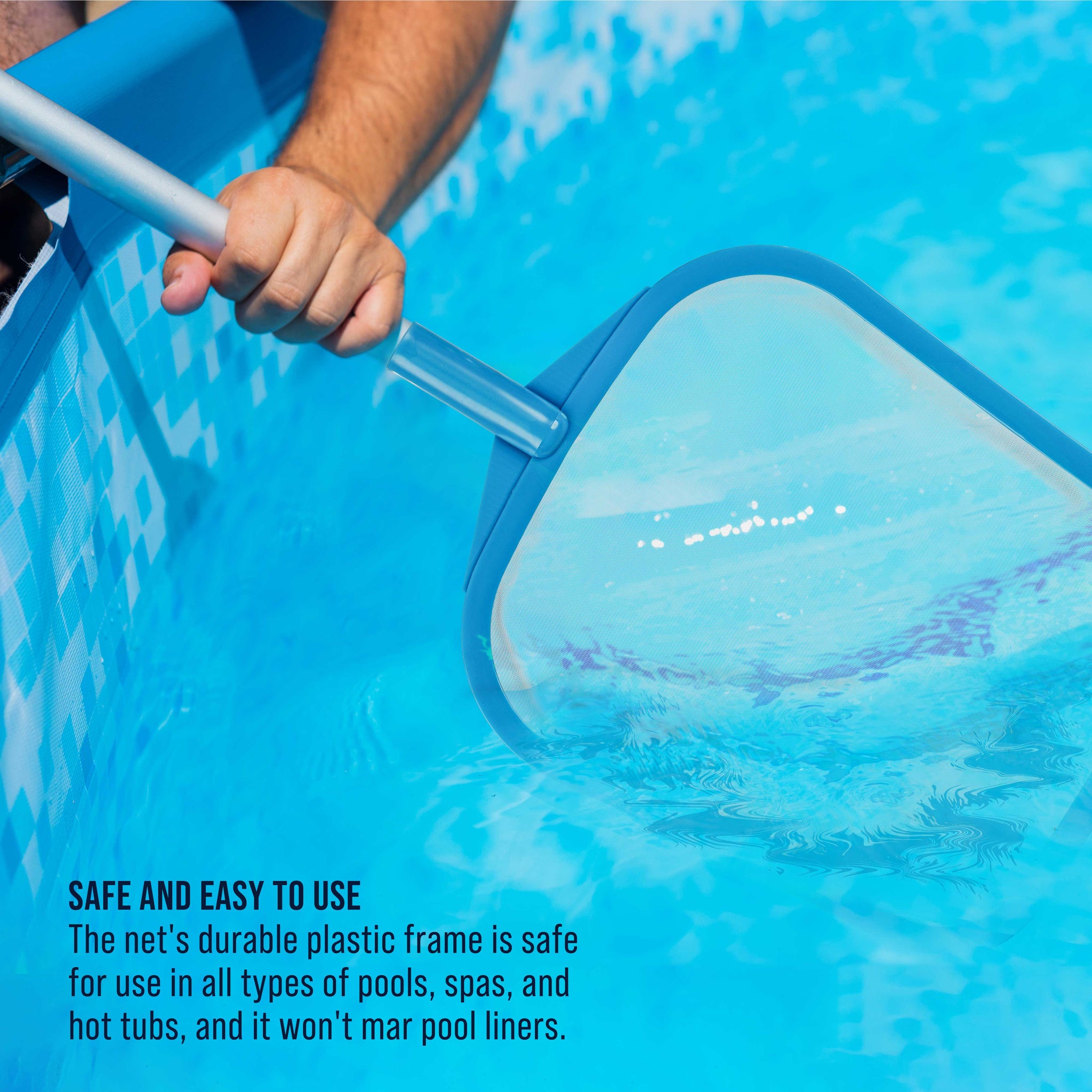 Spa, Hot Tub, Pool Hand Leaf Skimmer Net, 30" Long with Pole - Ultra Fine Mesh Netting, Handheld Pool Cleaning Net, Clean the Finest Debris, Leaves, Ponds - Small Above Ground