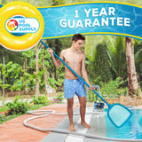 U.S. Pool Supply® Professional Heavy Duty Large 15" x 16" Swimming Pool Leaf Skimmer Net - Wide Mouth Scoop Design for Faster Cleaning, Easier Debris Pickup & Removal
