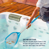 Pool Hand Leaf Skimmer Net, 5 Feet Long with Pole - Fine Mesh Netting, Handheld Pool Cleaning Net, Clean Remove Leaves Debris - Spa, Hot Tub, Ponds, Above Ground Maintenance Accessory