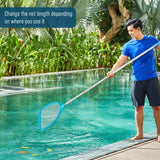 Pool Hand Leaf Skimmer Net, 5 Feet Long with Pole - Fine Mesh Netting, Handheld Pool Cleaning Net, Clean Remove Leaves Debris - Spa, Hot Tub, Ponds, Above Ground Maintenance Accessory