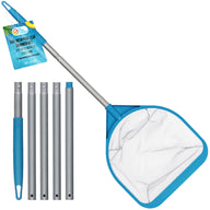 Pool and Spa Skimmer Net with Pole, Handheld Fine Mesh Pool Leaf Skimmer Net - Hand Held Spa, Hot Tub, Pond Cleaning - Step-Up 32" to 5 Feet Long, 5" Deep Netting, Scoop Skim Leaves