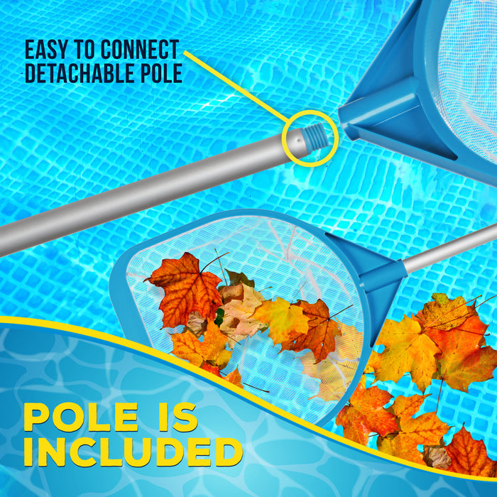 U.S. Pool Supply Pool and Spa Skimmer Net with Pole, Handheld Fine Mesh Pool Leaf Skimmer Net - Hand Held Spa, Hot Tub, Pond Cleaning - Step-Up 32" to 5 Feet Long, 5" Deep Netting, Scoop Skim Leaves