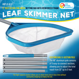 Pool and Spa Skimmer Net with Pole, Handheld Ultra-Fine Mesh Pool Leaf Skimmer Net - Hand Held Spa, Hot Tub, Pond Cleaning - Step-Up 32" to 5 Feet Long, 5" Deep Netting, Scoop Skim