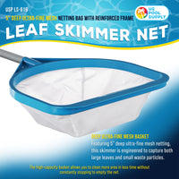 Pool and Spa Skimmer Net with Pole, 30" Long Handheld Ultra-Fine Mesh Pool Skimmer Net - Hand Held Spa, Hot Tub, Pond Cleaning - 17" Pole Handle, Deep Leaf Netting, Scoop Skim Leaves