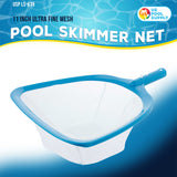 Swimming Pool Leaf Skimmer Net with Ultra Fine Mesh Deep Netting Bag Basket - Cleaning Fine Debris - Clean Pool Liners Spas Ponds Kids Inflatable Pool