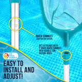 Swimming Pool 5 Foot Leaf Skimmer Net with 4 Aluminum Pole Sections - 6" Deep Ultra Fine Mesh Netting Bag Basket for Fast Cleaning of Debris, 60" Long