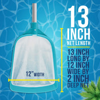 Professional Swimming Pool 6-Foot Leaf Skimmer Net with 5 Aluminum Pole Sections - Ultra Fine Mesh Netting, Skim the Finest Debris