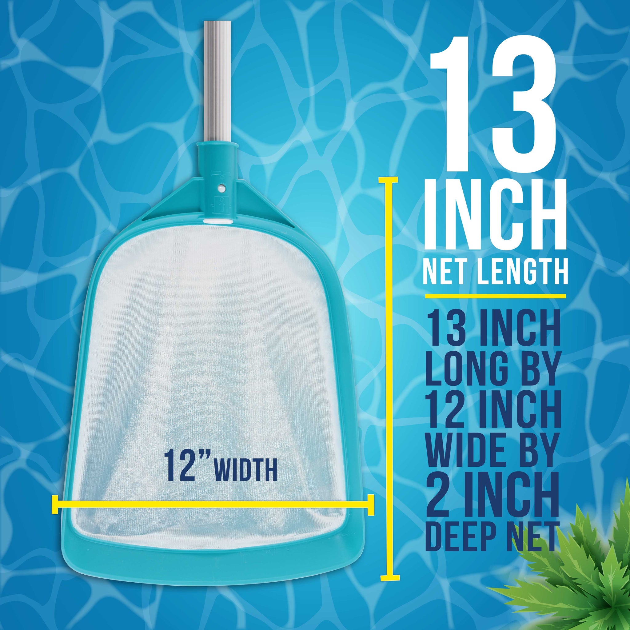 Professional Swimming Pool 6-Foot Leaf Skimmer Net with 5 Aluminum Pole Sections - Ultra Fine Mesh Netting, Skim the Finest Debris