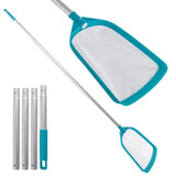 Professional Swimming Pool 6-Foot Leaf Skimmer Net with 5 Aluminum Pole Sections - Ultra Fine Mesh Netting, Skim the Finest Debris