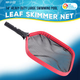 Professional 14" Swimming Pool Leaf Skimmer Net, Heavy Duty - Strong Reinforced Aluminum Frame, Faster Cleaning Easier Debris Removal