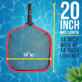 Professional 14" Swimming Pool Leaf Skimmer Net, Heavy Duty - Strong Reinforced Aluminum Frame, Faster Cleaning Easier Debris Removal
