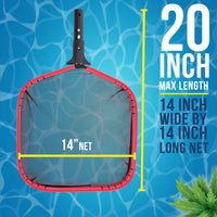 Professional 14" Swimming Pool Leaf Skimmer Net, Heavy Duty - Strong Reinforced Aluminum Frame, Faster Cleaning Easier Debris Removal