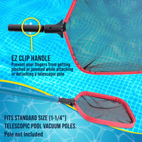 Professional 14" Swimming Pool Leaf Skimmer Net, Heavy Duty - Strong Reinforced Aluminum Frame, Faster Cleaning Easier Debris Removal