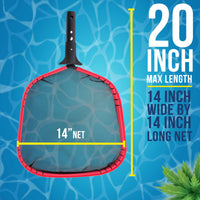 Professional Heavy Duty Large Swimming Pool Leaf Skimmer Net - Strong Reinforced Aluminum Frame for Faster Cleaning & Debris Pickup