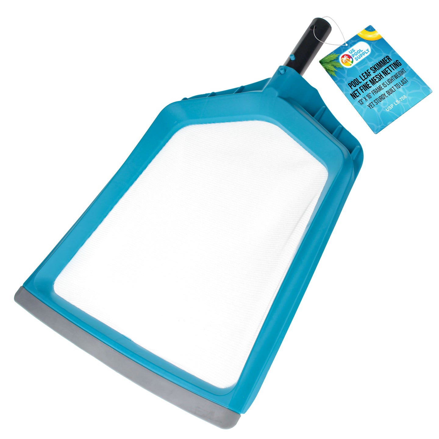 Pool Skimmer Net - Pool Leaf Skimmer Net, Fine Mesh Netting, Rubber Scoop Edge, Aluminum Pole Handle, Skim Surface Leaves