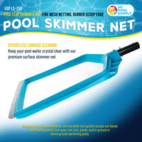 Pool Skimmer Net - Pool Leaf Skimmer Net, Fine Mesh Netting, Rubber Scoop Edge, Aluminum Pole Handle, Skim Surface Leaves