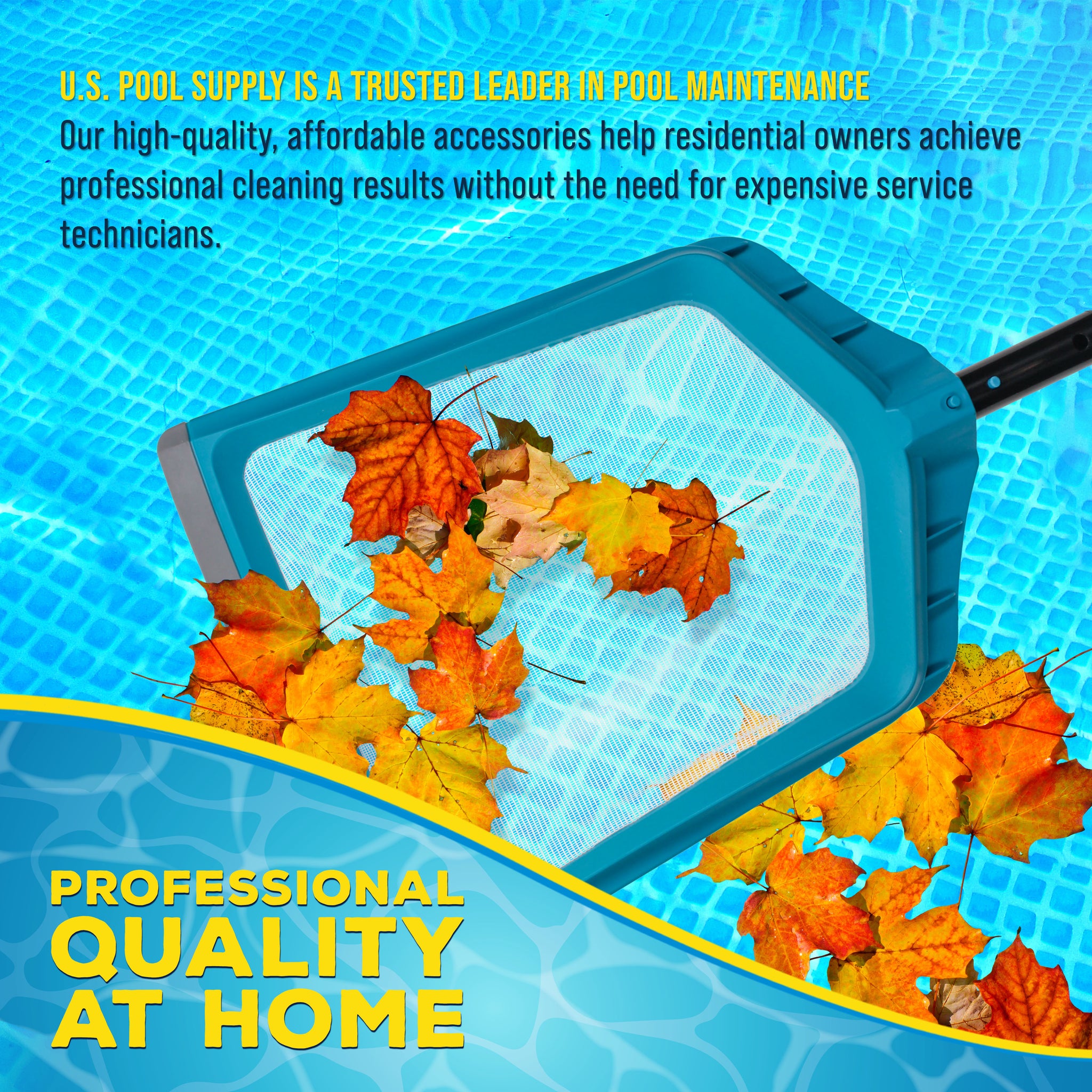 Pool Skimmer Net - Pool Leaf Skimmer Net, Fine Mesh Netting, Rubber Scoop Edge, Aluminum Pole Handle, Skim Surface Leaves