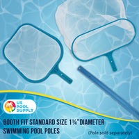Professional Swimming Pool 12" Leaf Skimmer Net & 16" Rake Net Set - Fine Mesh Netting, Clean Pool, Spa - Removes Leaves, Debris Fast