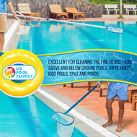 Professional Swimming Pool 12" Leaf Skimmer Net & 16" Rake Net Set - Fine Mesh Netting, Clean Pool, Spa - Removes Leaves, Debris Fast