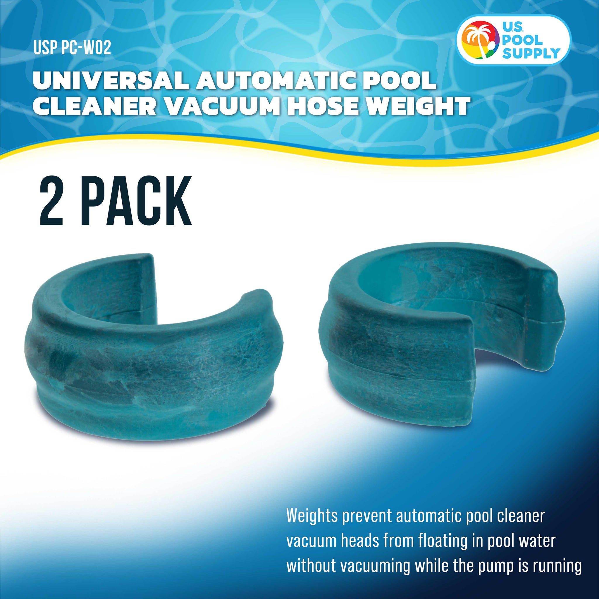 Universal Automatic Pool Cleaner Vacuum Hose Weight, Blue, 2 Pack - Universally Fits Most Swimming Pool Vacuum Hoses - Compatible with Octopus Series, Baracuda, Kreepy Krauly