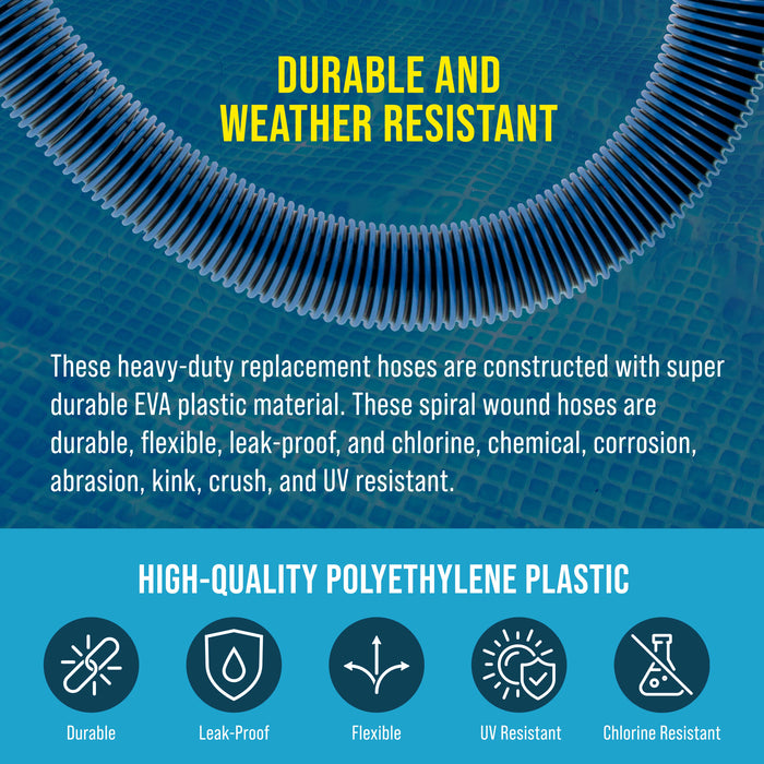 1.5" Heavy-Duty Above Ground Pool Hose Replacement Kit - 2 Durable 3 Foot Hoses, 2 Connection Adapters, 4 Clamps - Compatible with Intex Pool Filter Pumps