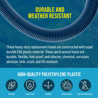 1.5" Heavy-Duty Above Ground Pool Hose Replacement Kit - 3 Foot and 6 Foot Hoses, 2 Connection Adapters, 4 Clamps - Compatible with Intex Pool Filter Pumps
