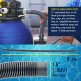 1.5" Heavy-Duty Above Ground Pool Hose Replacement Kit - 2 Silver 6 Foot Hoses, 2 Connection Adapters, 4 Clamps - Compatible with Intex Filter Pumps