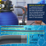 1.5" Heavy-Duty Above Ground Pool Hose Replacement Kit - 3 Foot and 6 Foot Silver Hoses, 2 Connection Adapters, 4 Clamps - Compatible with Intex Filter Pumps