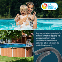 1.5" Heavy-Duty Above Ground Pool Hose Replacement Kit - 3 Foot and 6 Foot Silver Hoses, 2 Connection Adapters, 4 Clamps - Compatible with Intex Filter Pumps