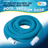 1-1/2" x 25 Foot Professional Above Ground Swimming Pool Vacuum Hose with Swivel Cuff - Removable Cuff, Cut to Fit - Filter Pumps