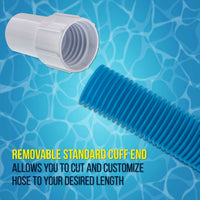 1-1/2" x 25 Foot Professional Above Ground Swimming Pool Vacuum Hose with Swivel Cuff - Removable Cuff, Cut to Fit - Filter Pumps