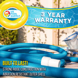 1-1/2" x 25 Foot Professional Above Ground Swimming Pool Vacuum Hose with Swivel Cuff - Removable Cuff, Cut to Fit - Filter Pumps