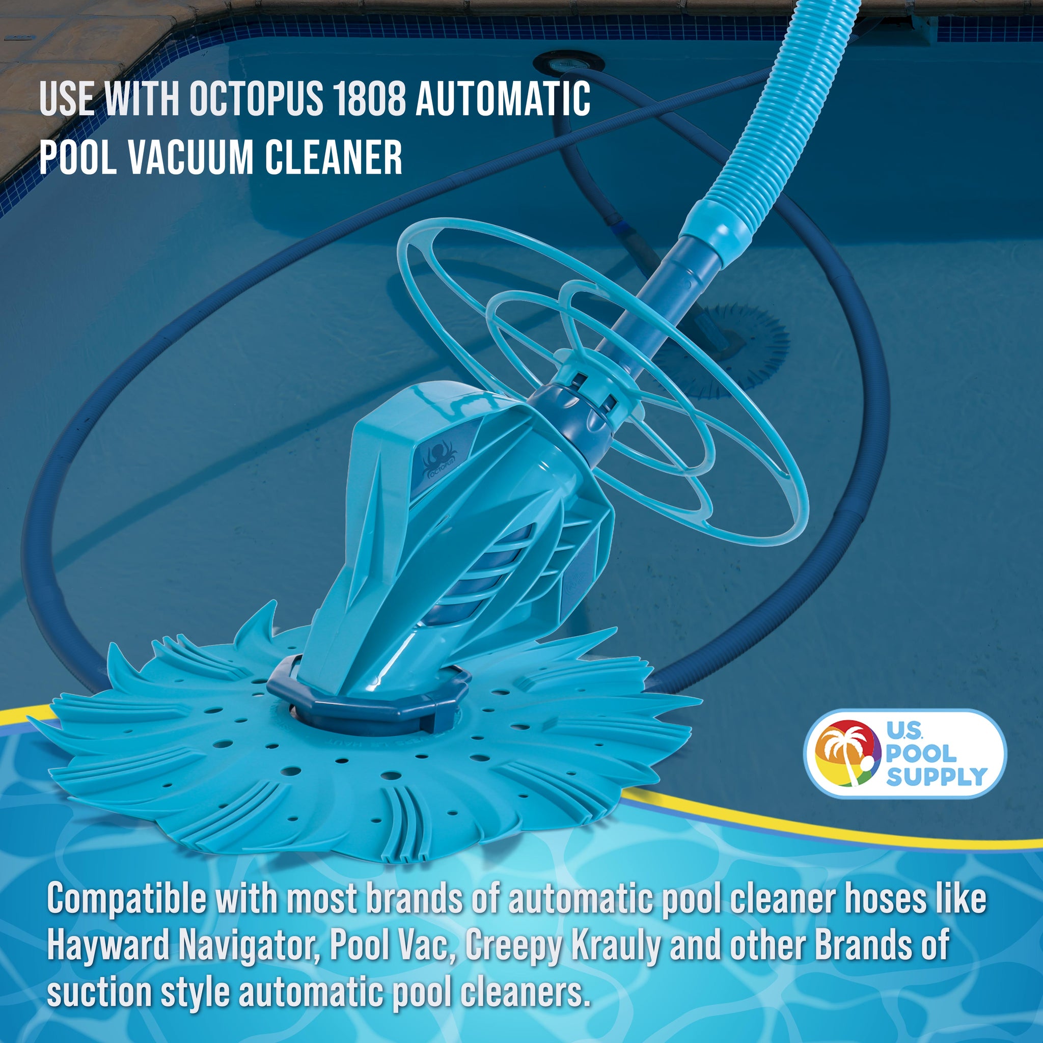 Professional Swimming Pool Vacuum Cleaner Hoses, Shorter 20" Sections, 4 Pieces - Extension Replacement Hoses 1.5" Cuffs Flexible Spiral Wound - Fits Most Brands of Automatic Cleaners